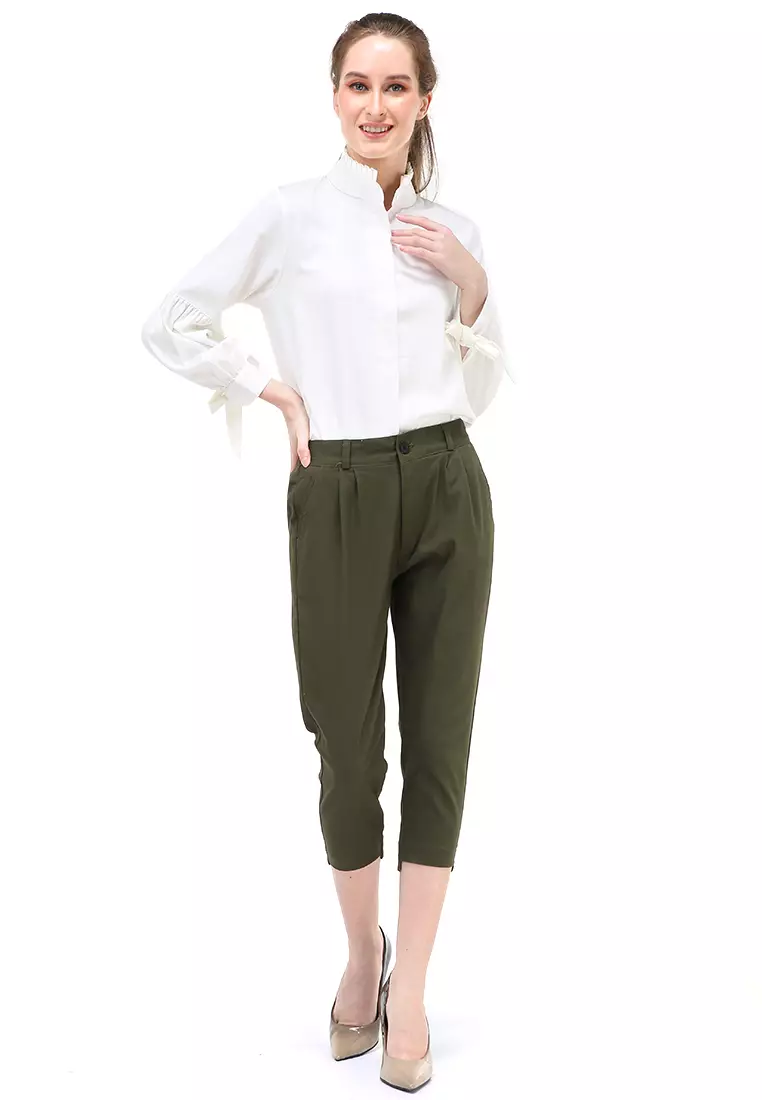 Liana Long Pants Celana Panjang Bawahan Wanita Premium Quality - Army