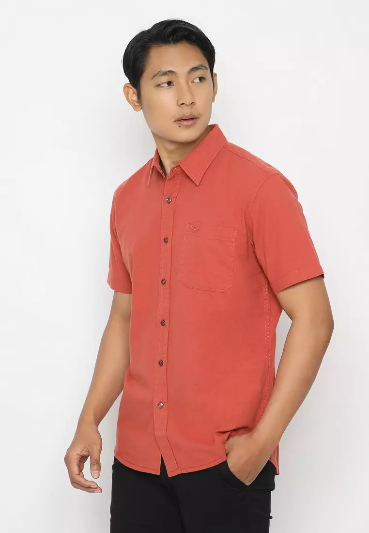 POLICE Kemeja Polos Regular Fit Teracota Pria