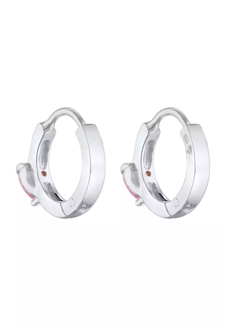 Anting Perhiasan Perak 925 Anak Creoles Heart Zirconia Crystal