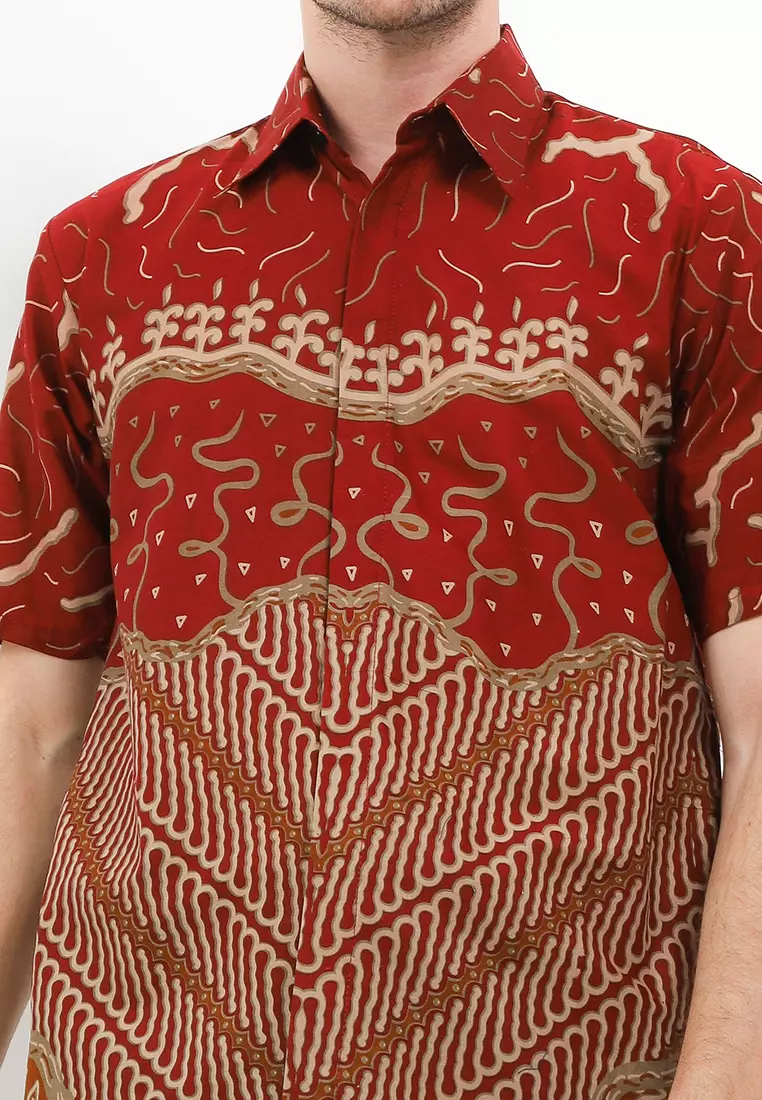 Meylika Kemeja Batik Premium Pria Casual Modern Lengan Pendek