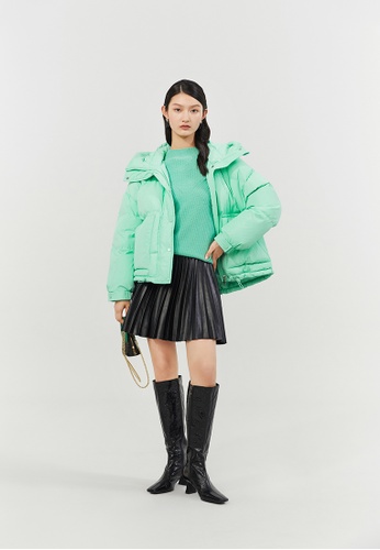 Hopeshow green Adjustable Hem Hooded Down Jacket D0438AA8DB8320GS_1
