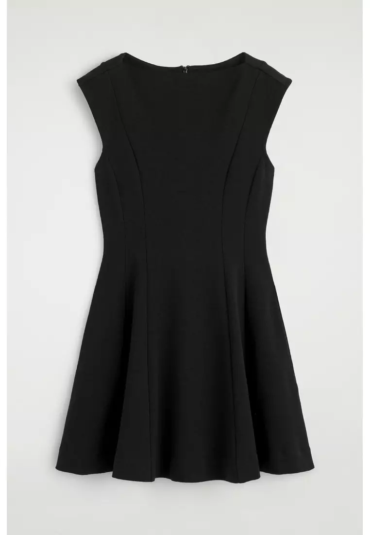 SCULPTED FLARED COTTON MINI DRESS