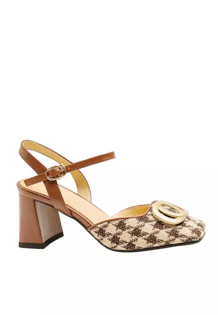 Discount on Twenty Eight Shoes  shoes - SKU: VANSA Houndstooth Buckle High Heel Sandals VSW-H619