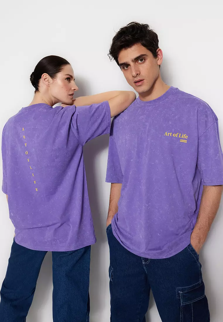 Faded-Effect Printed T-Shirt