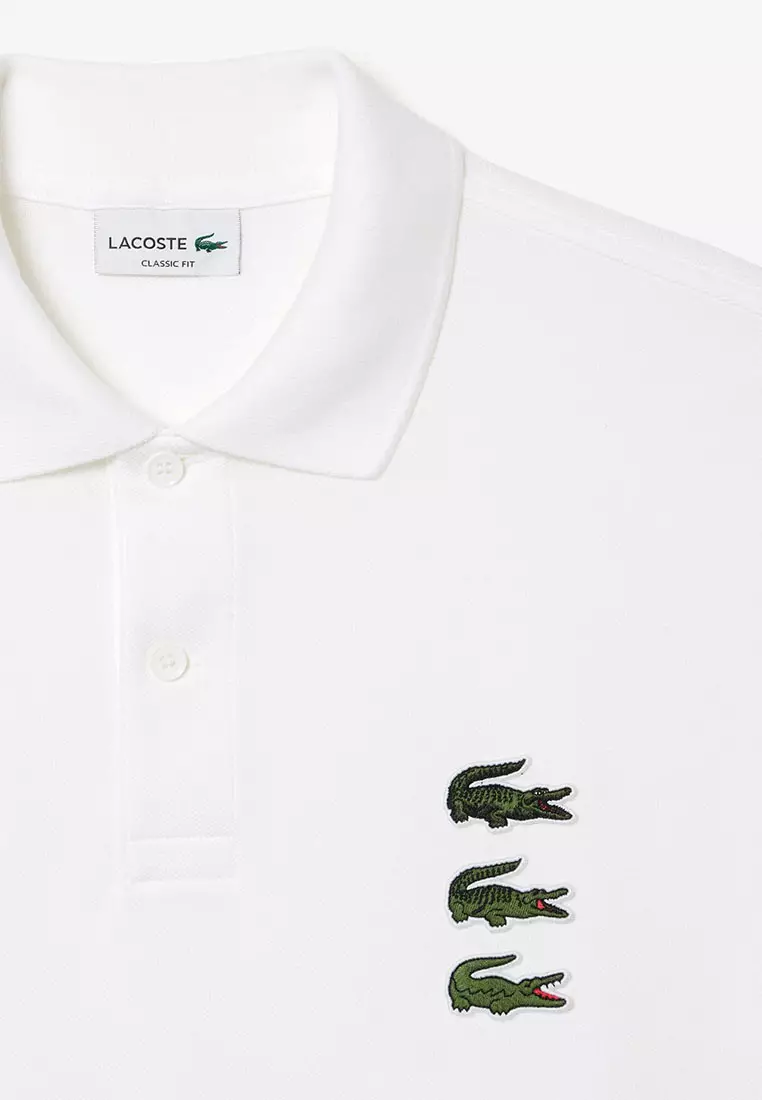 Lacoste polo white clearance crocodile