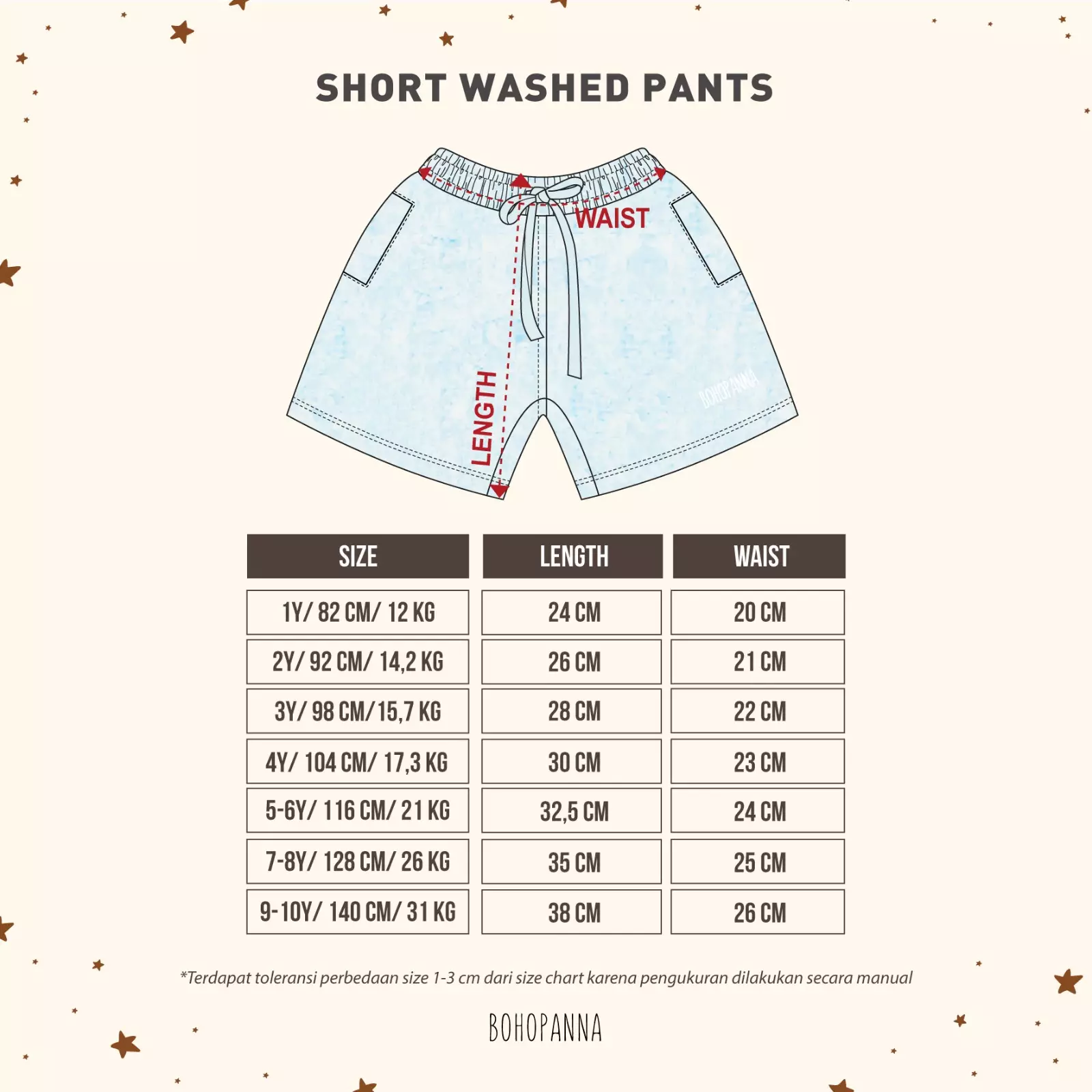 BOHOPANNA - SHORT WASHED PANTS 2.0 - CELANA PENDEK ANAK