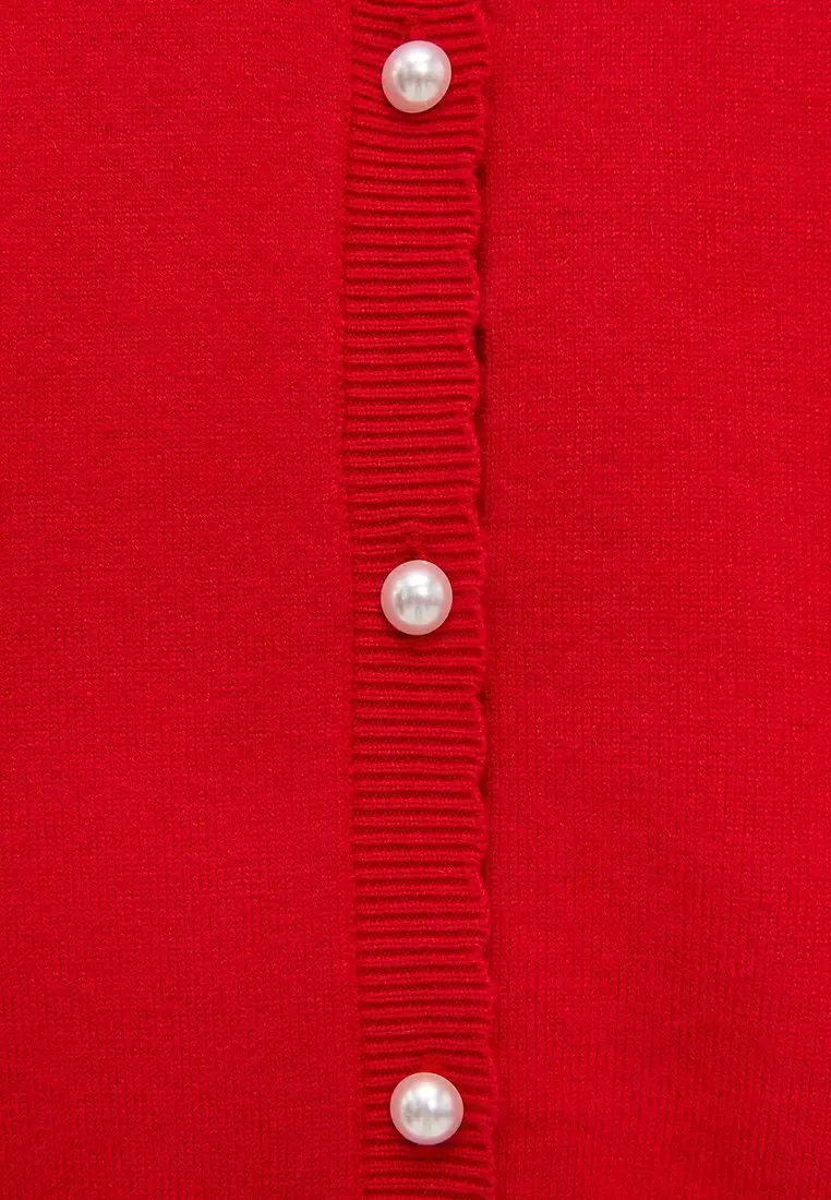 Embroidered Horse Cardigan - Red