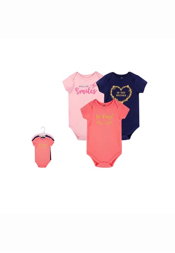 Little Kooma black and red and pink Hudson Baby Bodysuits 3 Piece Short Sleeves Pack Be Kind 16513 E7E03KA85391F8GS_1