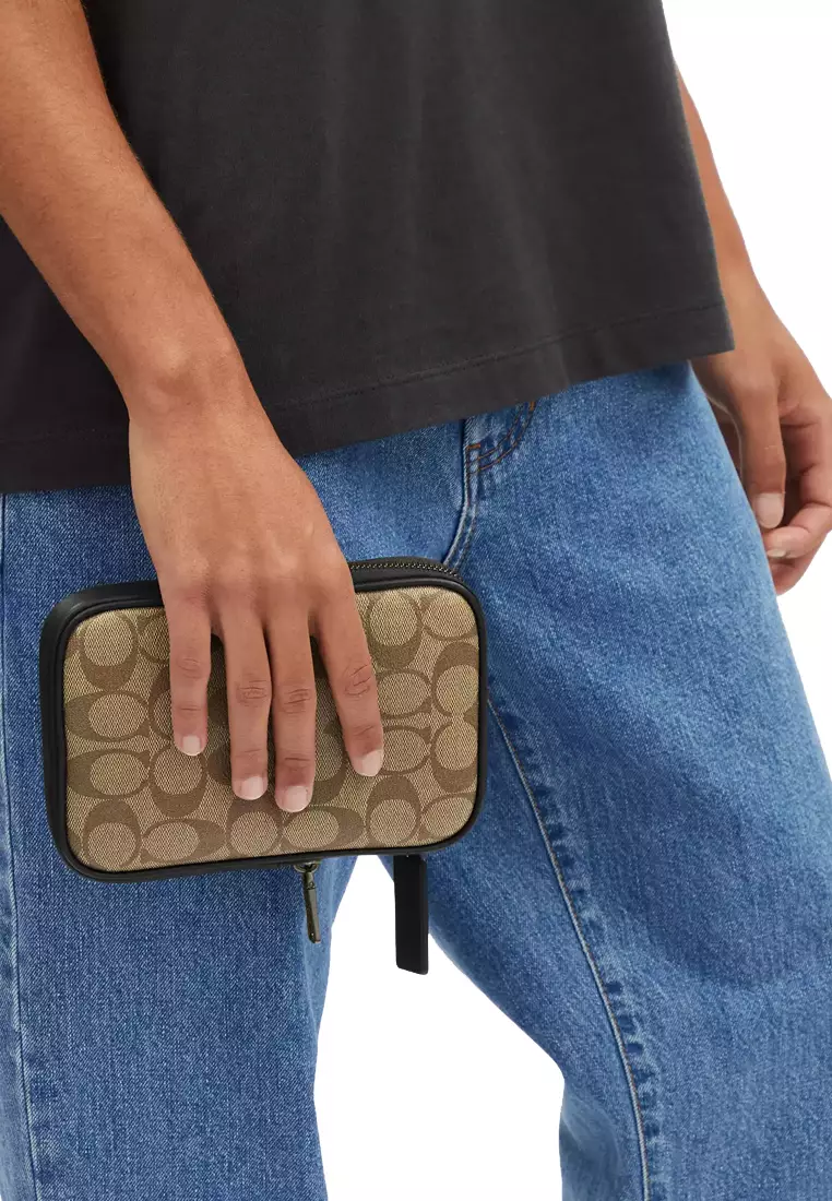 Coach Aden Crossbody Bag In Signature Canvas In Khaki CO912