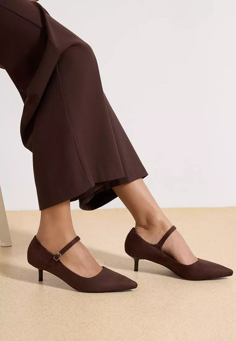 Faux Suede Mary Jane Heels