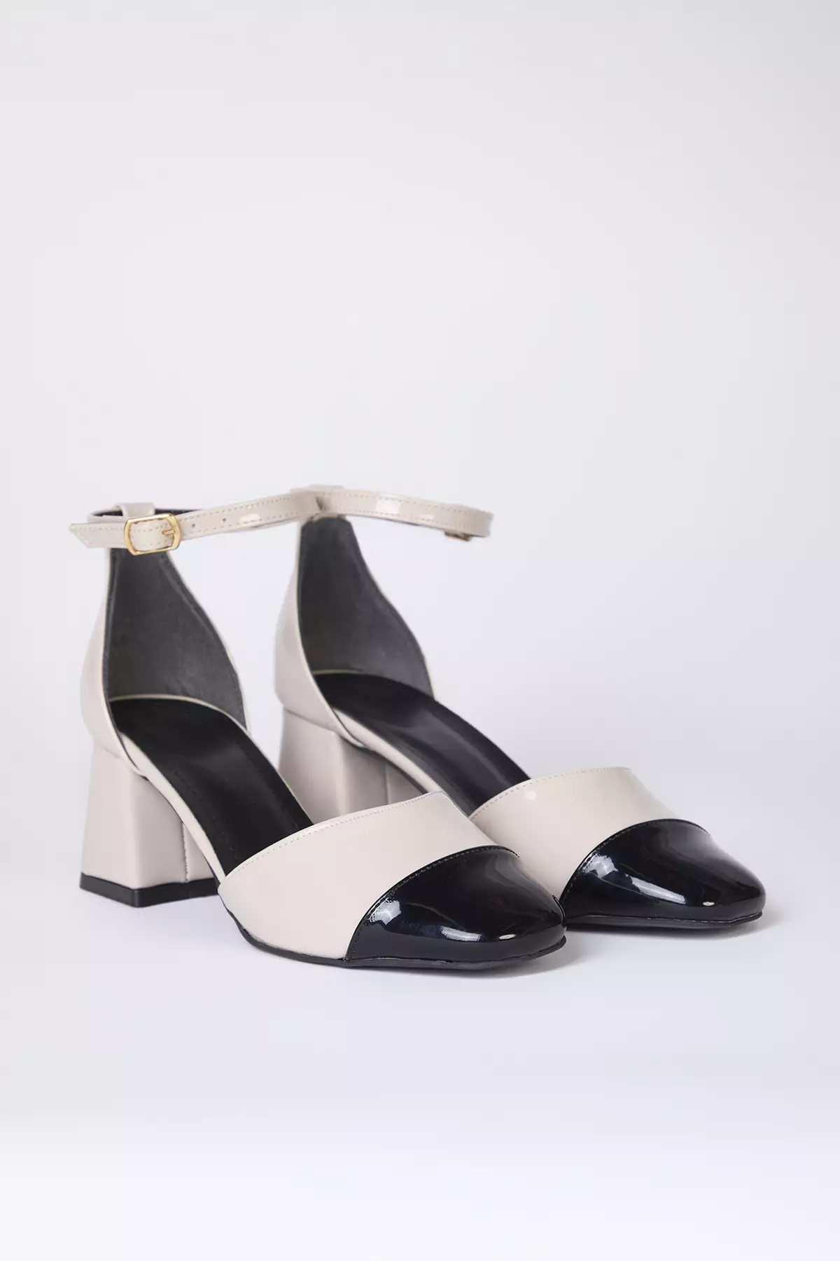 Color Block Round Toe Women's Mary Jane Block Heeled Shoes Takss25To00024