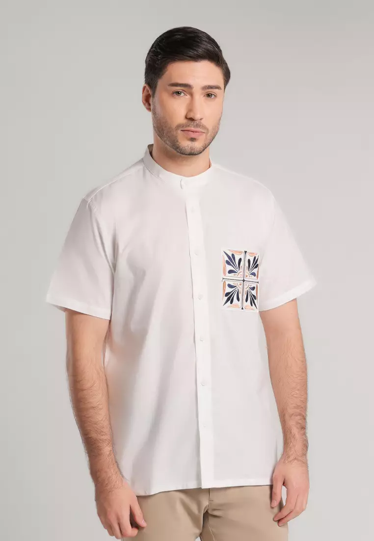 MOC - Kemeja Shanghai Lengan Pendek Arbil - White