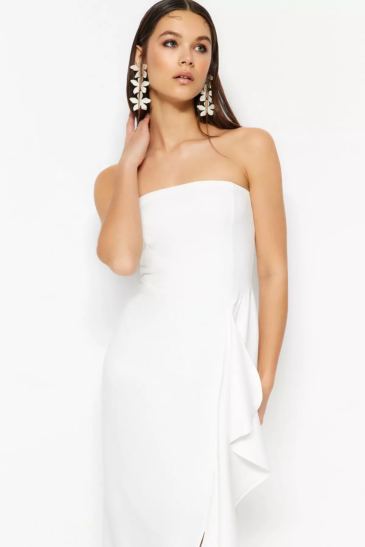 Ruffled Bridal Evening Dress