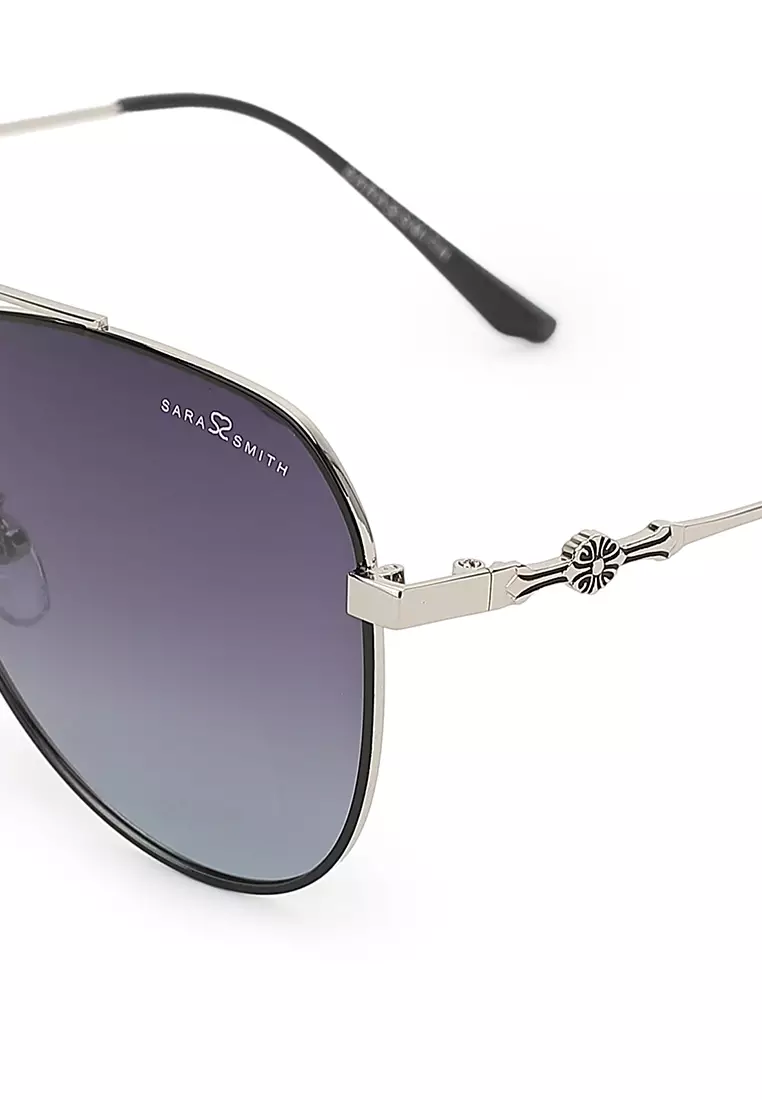 Unisex Polarized Aviator Sunglasses - Nickel White
