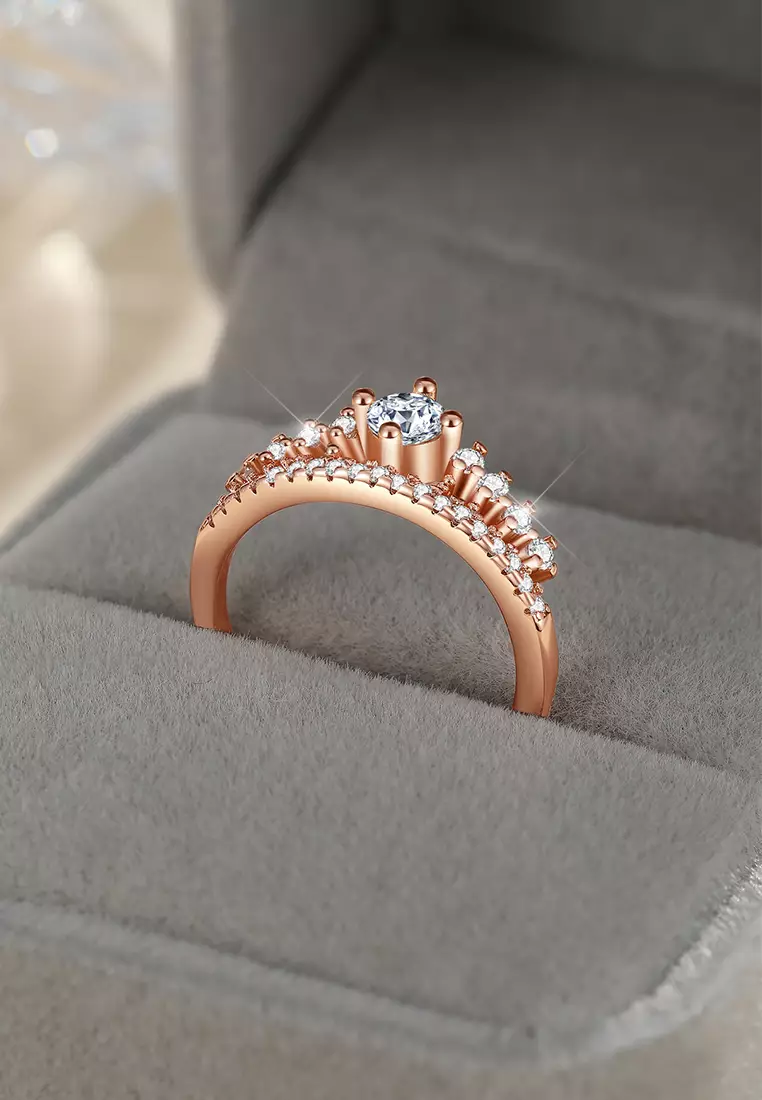 Cincin Wanita Titanium Original Berlian Crown Design Perhiasan Fashion Korea Cincin Cewek Rings Kotak Indah