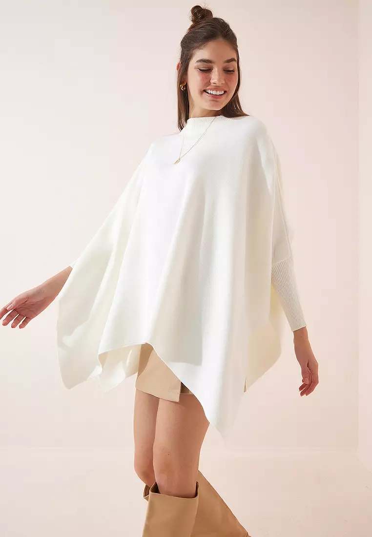 White poncho deals sweater