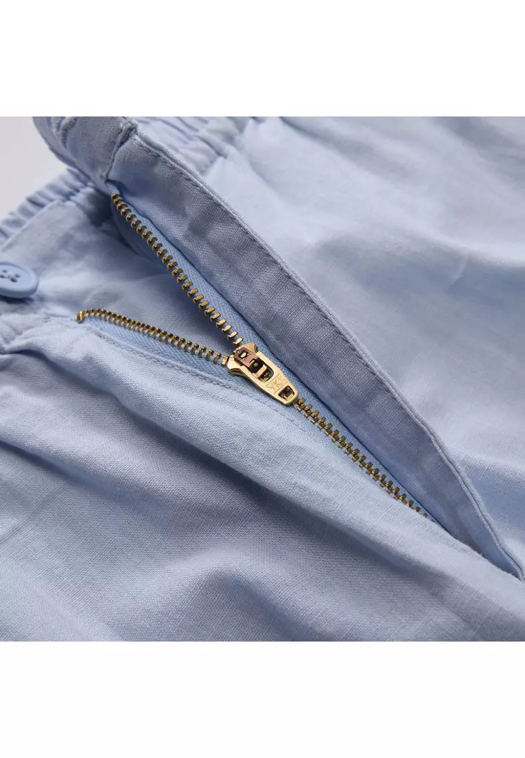 Korea Collection Men's Linen Cotton Elastic Waist Shorts 01106597