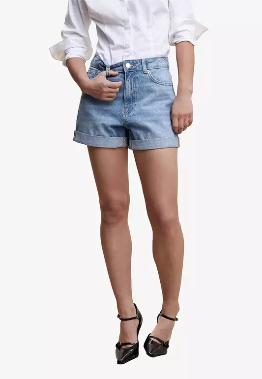 Mom-Fit Denim Shorts