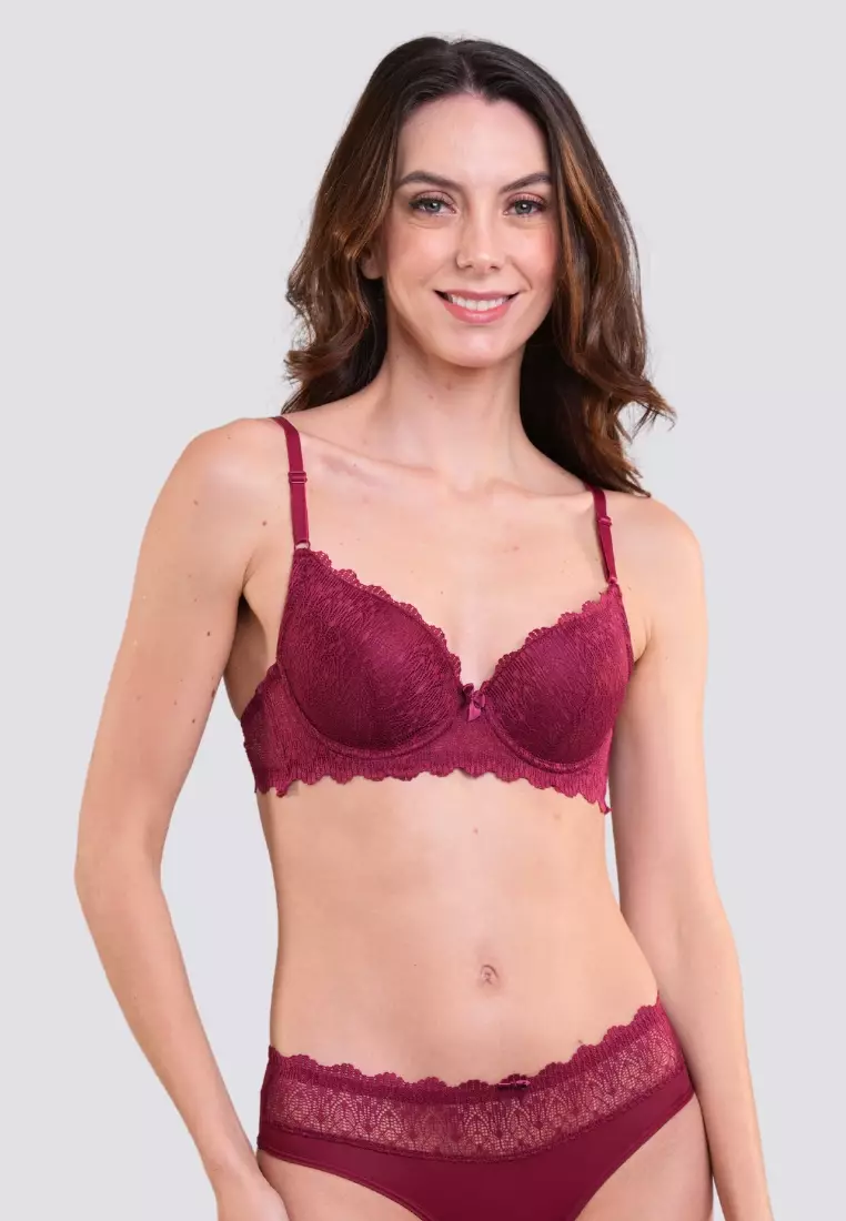 Buy Barbizon Crimson Romance Full Cup Bra With Non-Removable Adjustable  Straps Underwear For Women 2024 Online