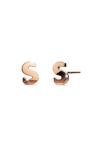 Bullion Gold gold BULLION GOLD Dainty Alphabet Letter Earring Rose Gold Layered Steel Jewellery - S 52CA0AC4C28ECEGS_1