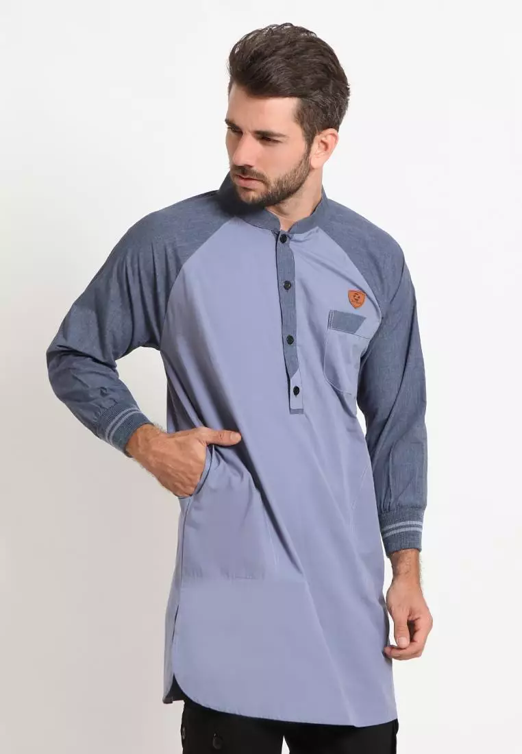 Zayidan Baju Koko Gamis Muslim Pria - Bariq Ribs Ungu