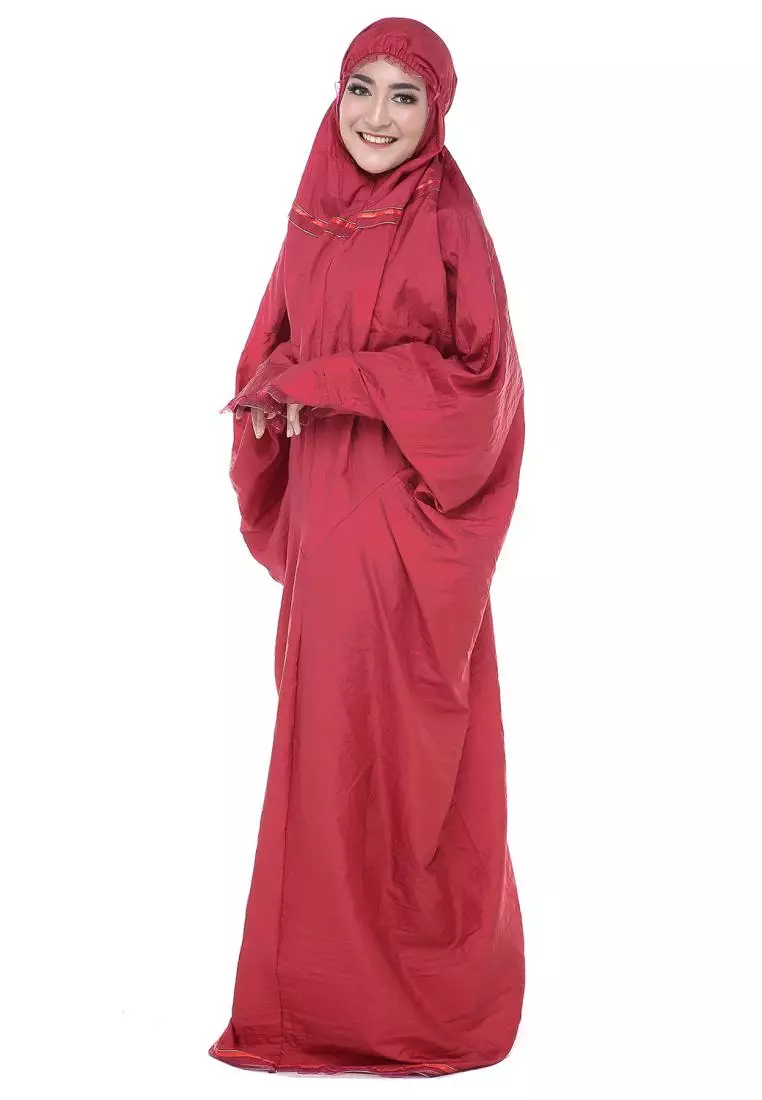 Prayer Mukena Abaya Terusan Parasut Salwa - Maroon