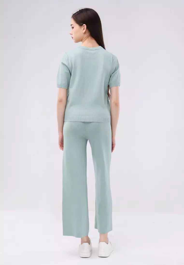 Knitted Short Sleeve Tops/Pants Terno