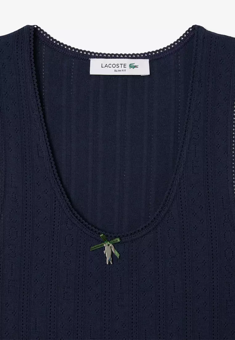 Slim Fit Pointelle Knit Cotton Tank Top