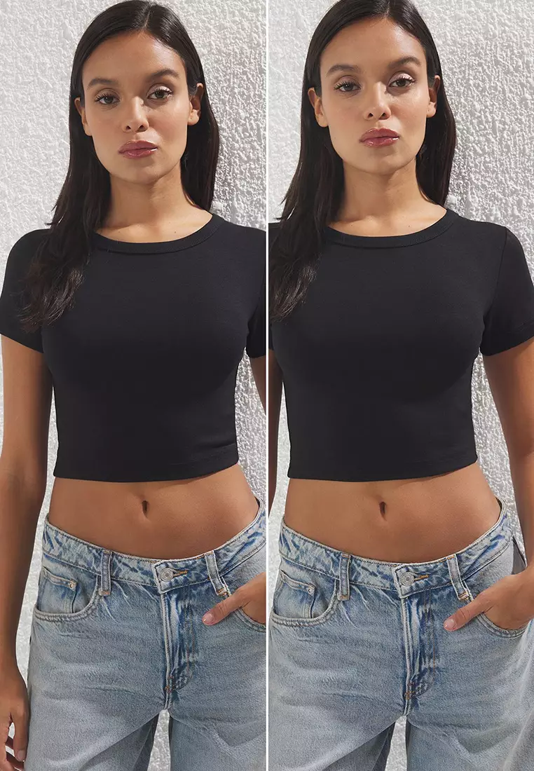 Black-Black Knitted Blouse Twoss23Bz00108