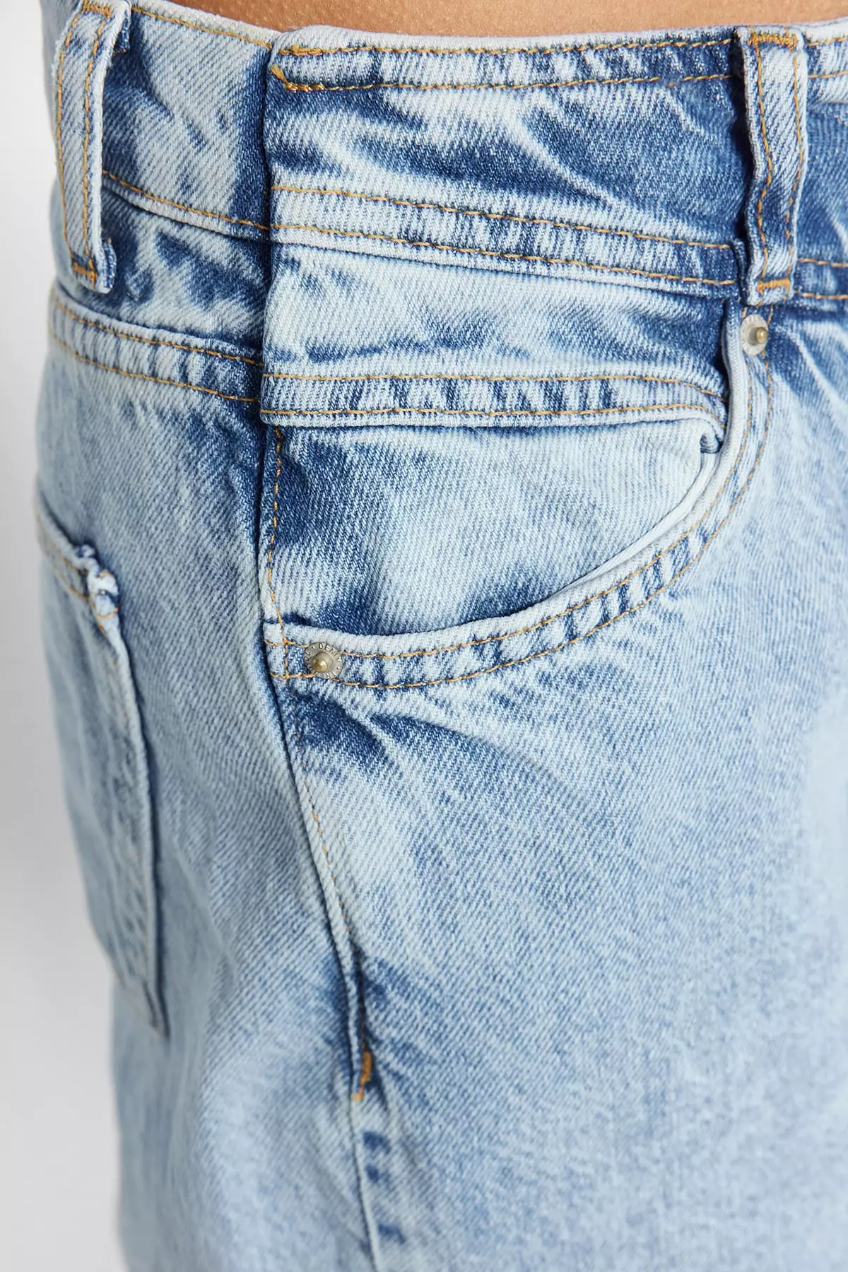 Waist Detail High Waist 90's Wide Leg Jeans