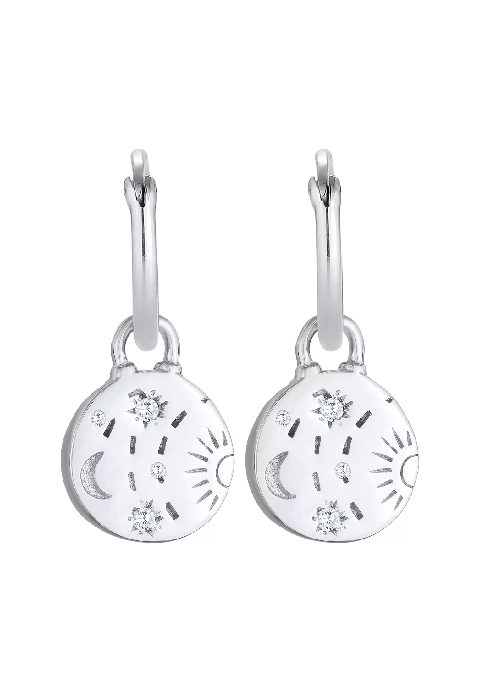 Earrings Platelet Sun Moon Creoles