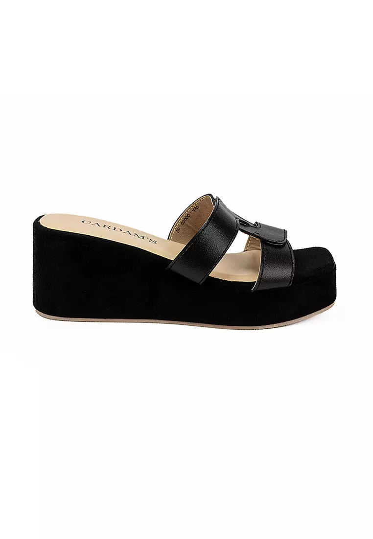 Discount on Cardam's Lifestyle  shoes - SKU: Eclb Wa 00089 Black Wedge Sandals