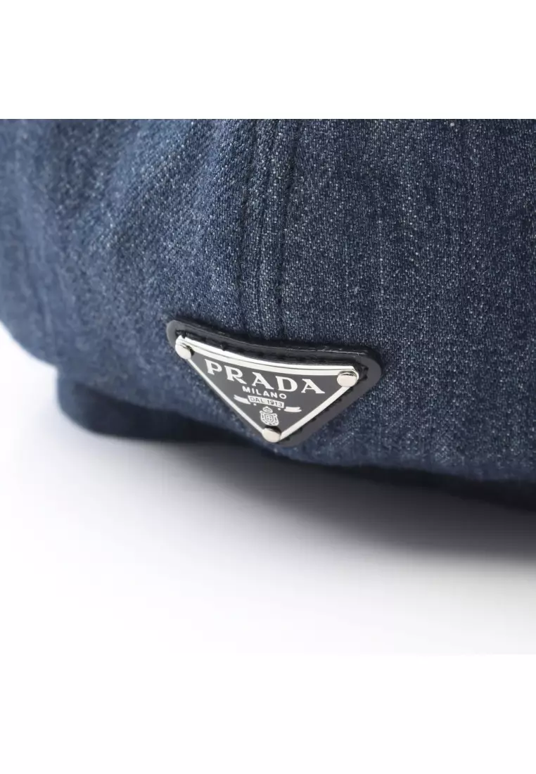 Pre-Loved Prada denim casquette hat cotton Indigo blue