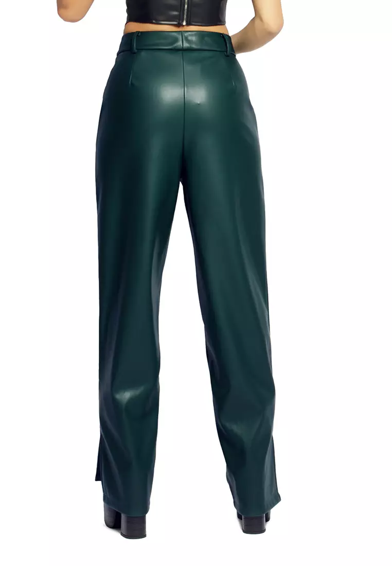 Bottle Green Ladies Straight Trousers