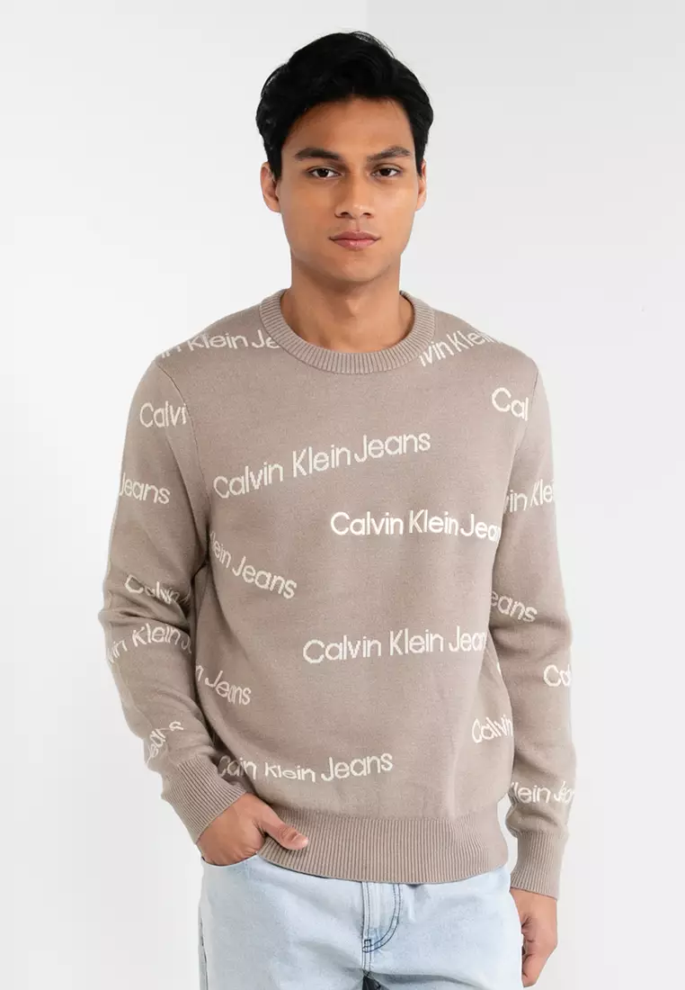Buy Calvin Klein Institutional All-Over Logo Sweater - Calvin Klein Jeans  in Perfect Taupe 2024 Online