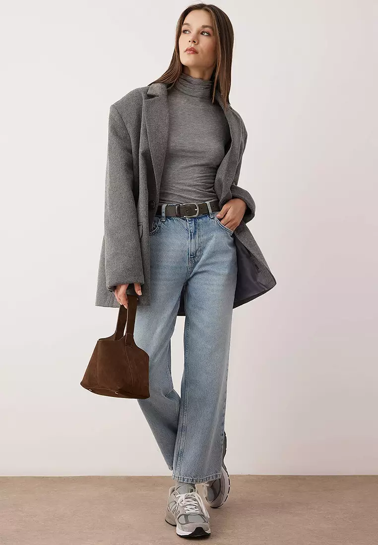 Light Blue High Waist Straight Jeans