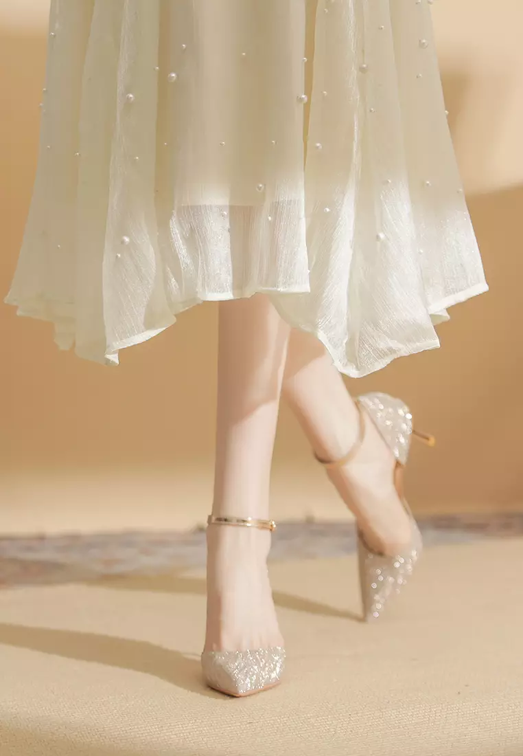 8CM Pointed Ankle Strap High Heel IF82317