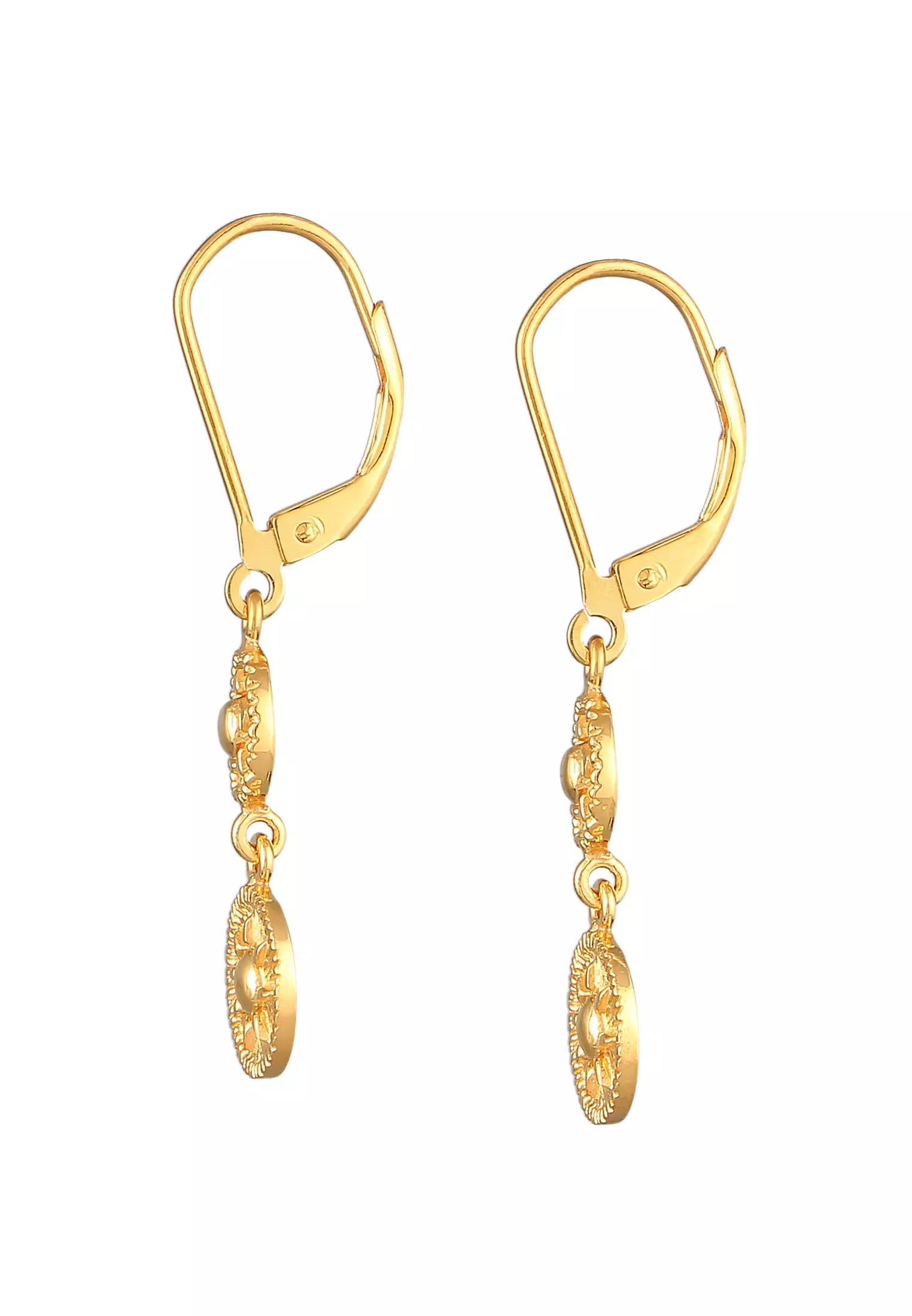 Earrings Ear Hanger Coin Sun Ancient Gold Plated