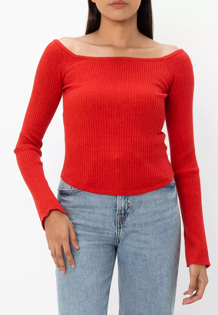 Everfine Curve Hem Off Shoulder Top