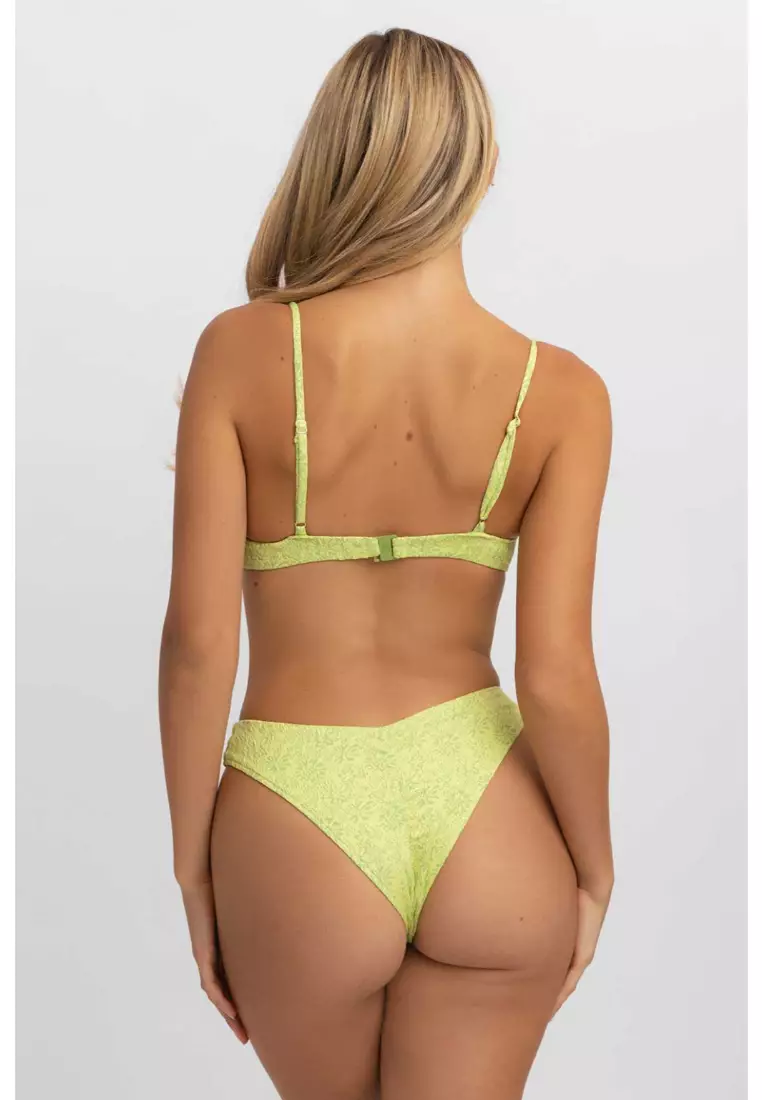 Sophia Scrunched Bikini Top / Jungle Jacquard