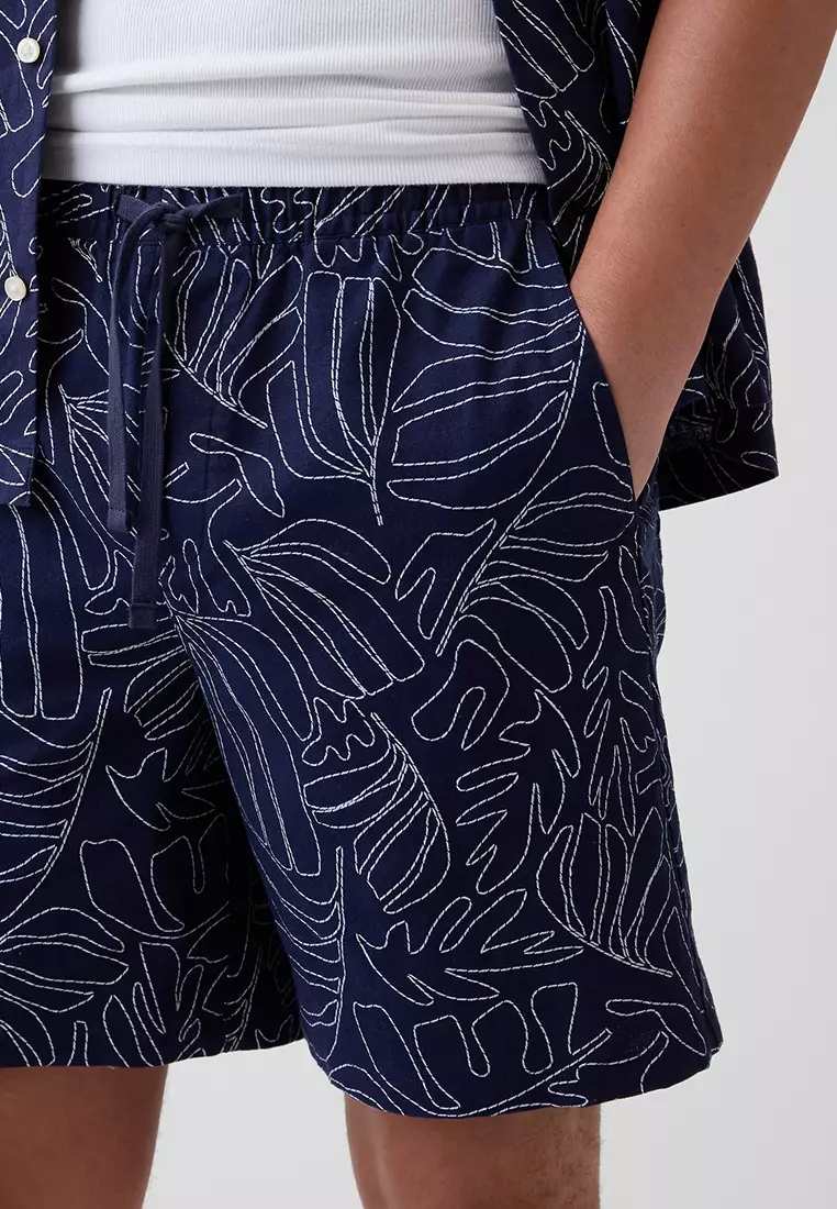 7" Linen-Blend Easy Waist Shorts