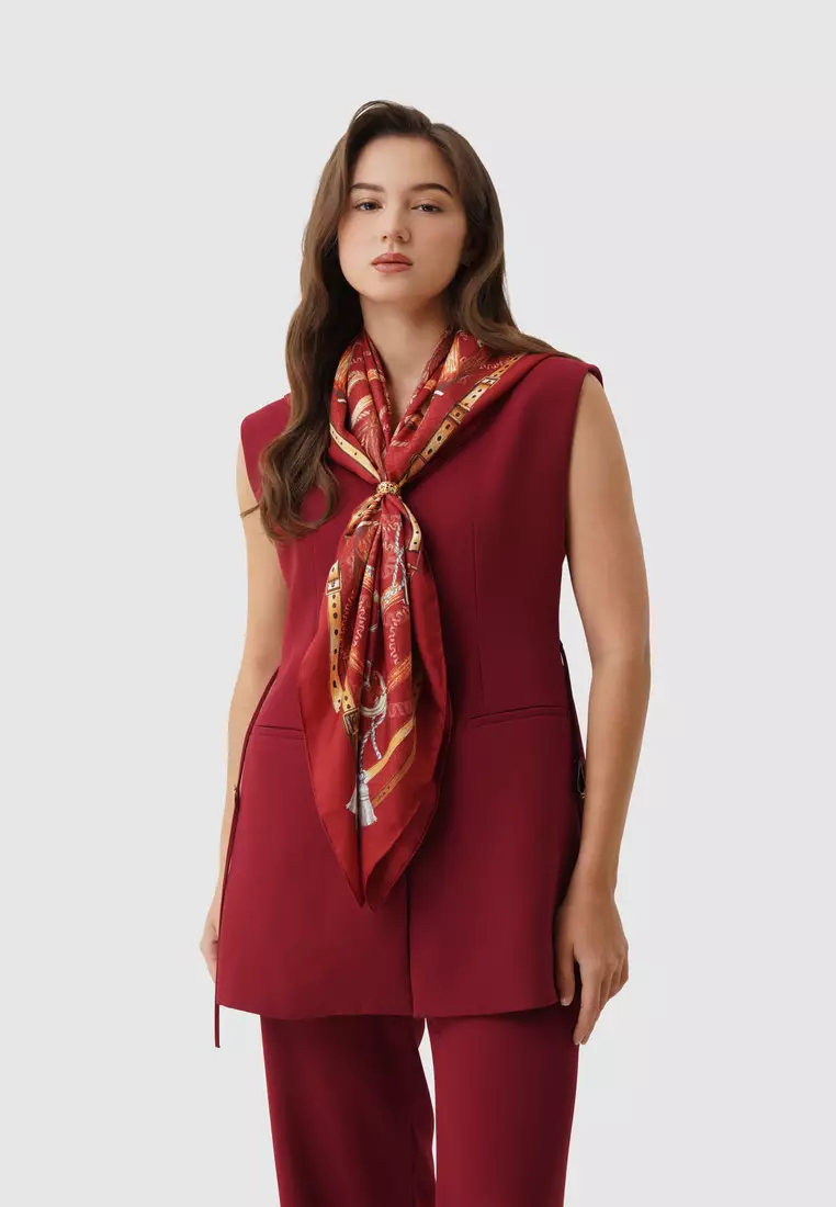 Alexandra Silk Jacquard Square - Crimson