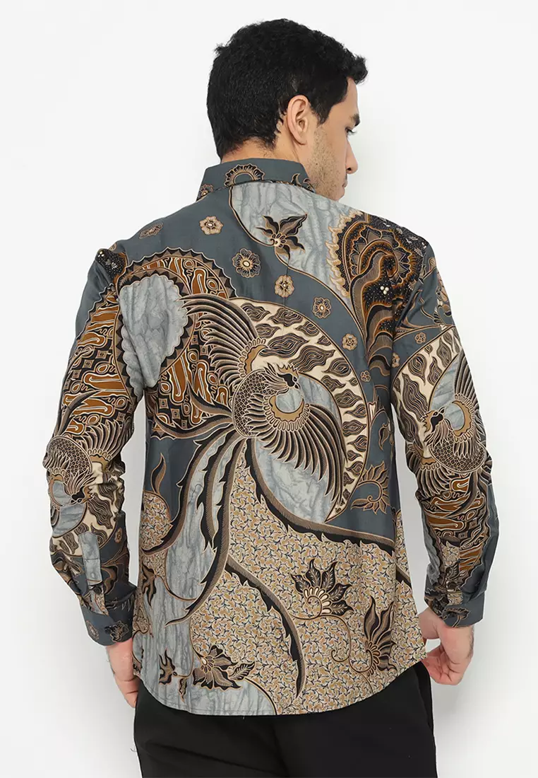 Kemeja Batik Pria Ranawijaya - Grey