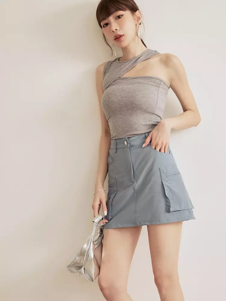 涼感．抗UV大口袋冰河系防曬工裝短裙《CA2940》