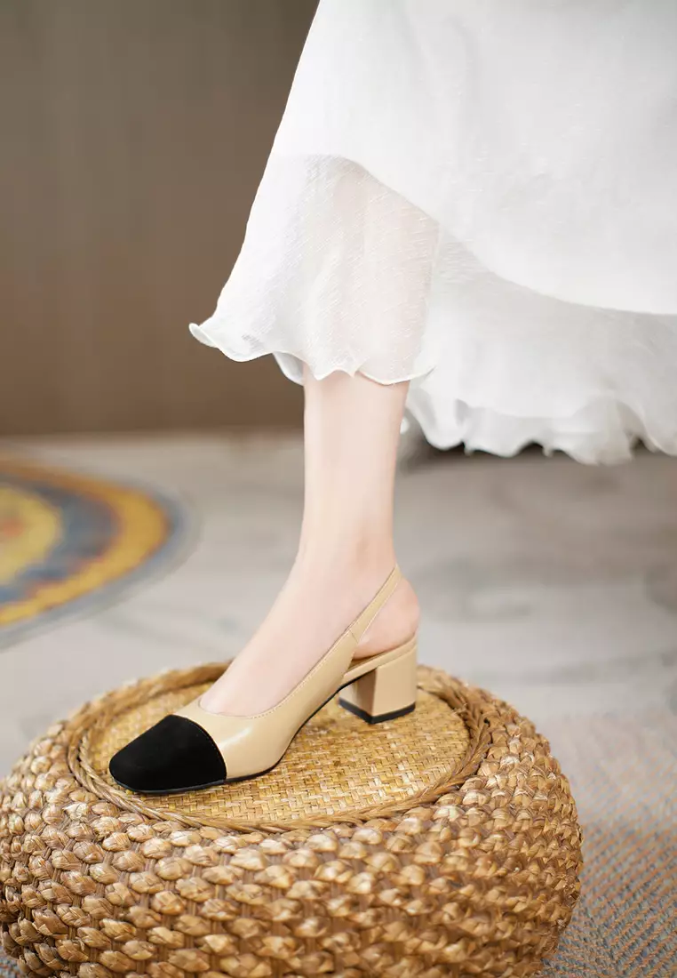 5CM Color Matching Synthetic Leather Slingback Heel TE215-10
