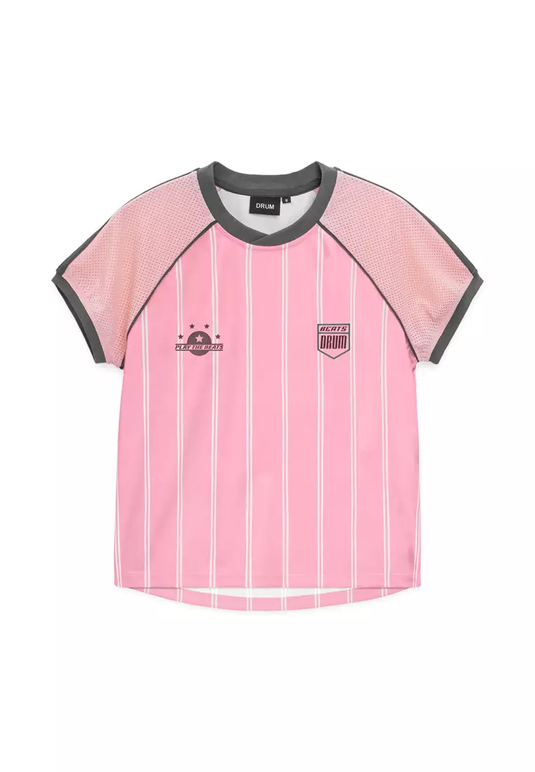 DRUM S. Ladies Raglan Mesh Sleeve Top- Pink