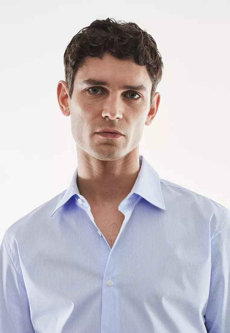 Slim Fit Striped Cotton Shirt