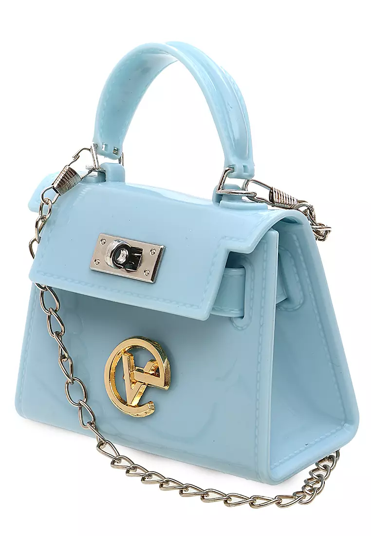 Tas Mini Tali Rantai Slingbags Jelly Design Elegant Wanita - Light Blue