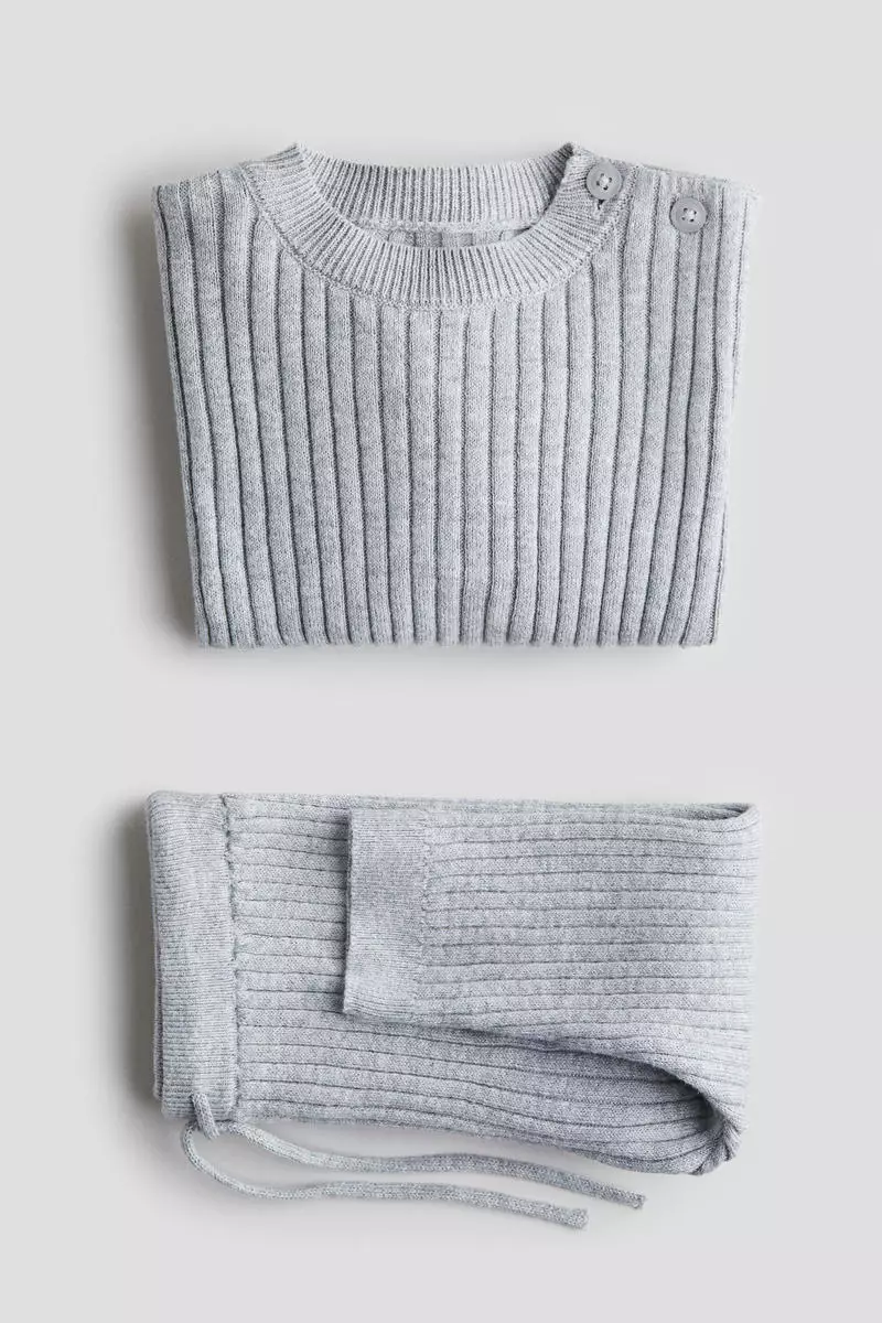 2-piece rib-knit cotton set