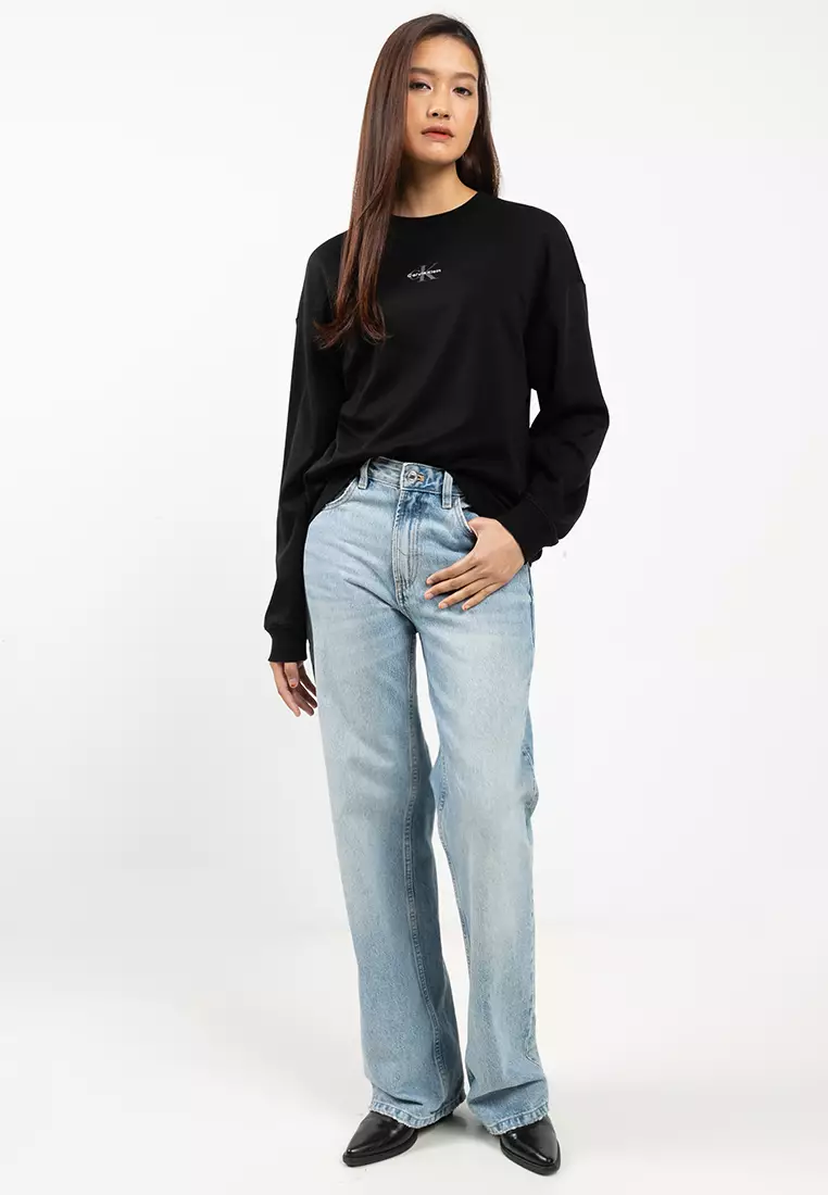 長袖 Monologo 寬鬆圓領重磅T恤 - Calvin Klein Jeans